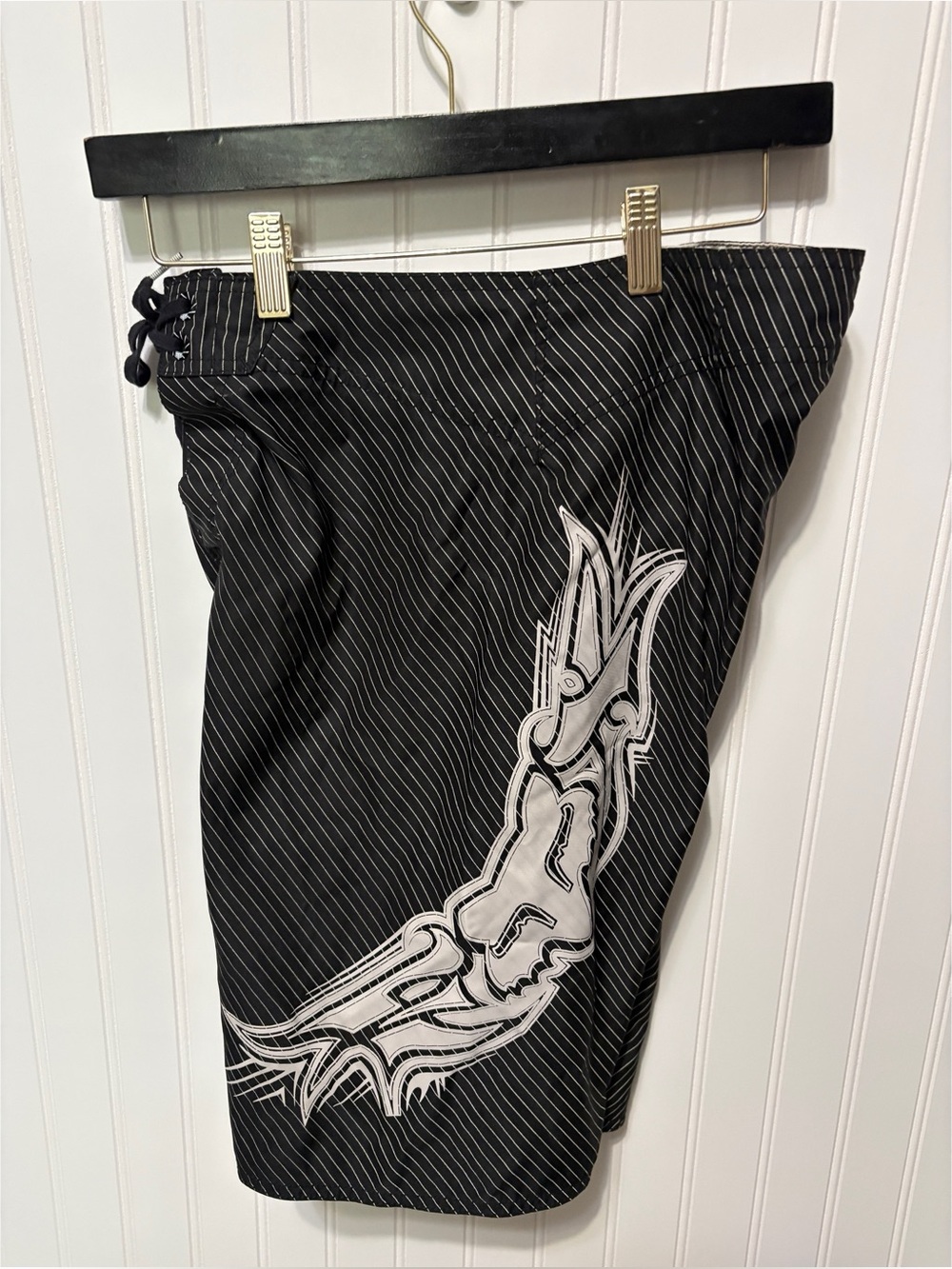 FOX RACING Vintage Y2K Black White Logo Swim Boardshorts Shorts Mens Size 29